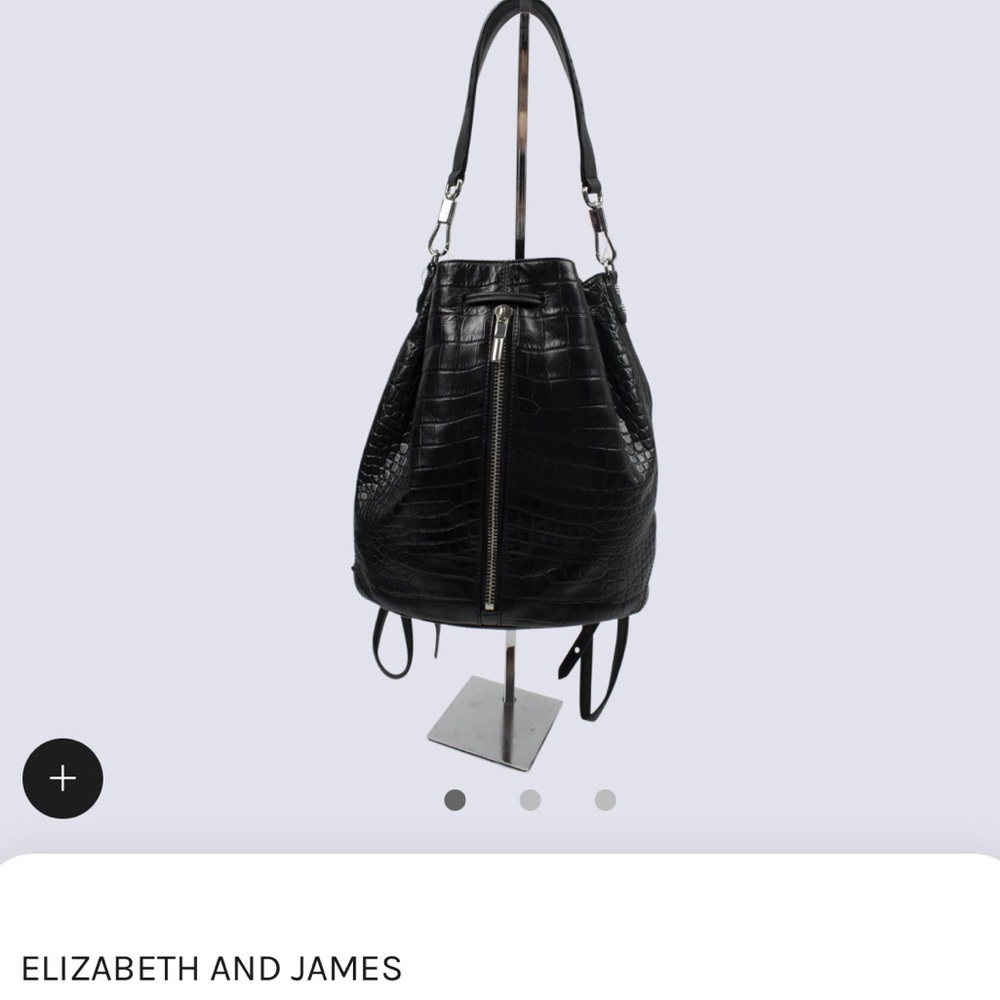 Elizabeth And James Reptile Skin Print Leather Backpack/Drawstring Bucket Bag